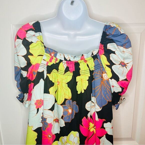 Modcloth Casual Breezy Daytime Mood Babydoll Dress Black Honolulu Floral M NWOT - Picture 10 of 13